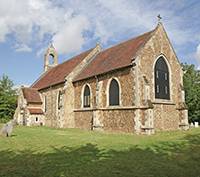 St Denis' church East Hatley, Cambridgeshire - the east end - 22nd July 2017. The church, which dates from 1217, is owned by The Friends of Friendless Churches. It was substantially restored in 1874 by William Butterfield, the noted 19th century architect, and last used for worship in 1959. It was deconsecrated in 1985, although the churchyard is still consecrated (and owned by the diocese).