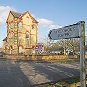 St George's Tower rural business park, Hatley St George, Cambridgeshire, February 2018.