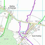 Definitive public rights of way for Hatley, Cambridgeshire, 2016 - from map TL25SE.