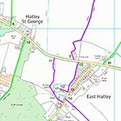 Definitive public rights of way for Hatley, Cambridgeshire, 2016 - from map TL25SE.