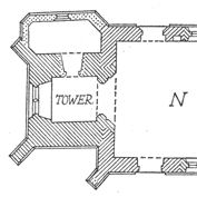 Plan of Hatley St George church, Hatley St George, Cambridgeshire - from 'An Inventory of the Historical Monuments in the County of Cambridgeshire, Volume 1, West Cambridgeshire', published in 1968; it includes the chancel, which was demolished in 1966.