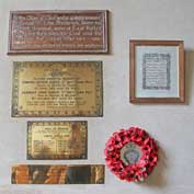 War memorials in Hatley St George church, Hatley St George, Cambridgeshire / 13th September 2018.