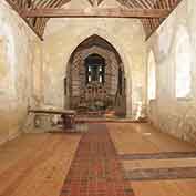 St Denis' church East Hatley, Cambridgeshire – the restored nave floor, looking towards the chancel – 23-7-18.