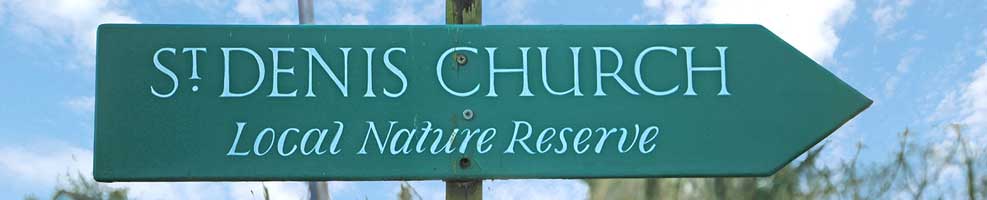 St Denis' church East Hatley, Cambridgeshire – nature reserve sign.