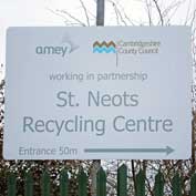 St Neots recycling centre direction sign.