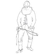 Line drawing from the Vanity Fair print of Mr John Perkins by 'Hay' – dated 30th October 1886 and captioned 'Downing'.