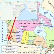 Canada – showing the location of Hatley Park in Colwood, British Columbia.