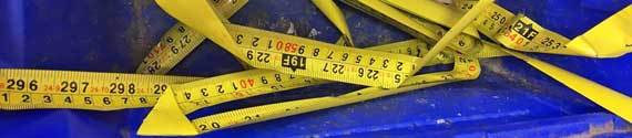 Found in a blue wheelie bin [4] – a-metal tape measure. Only things which can be recycled easily should be put into your blue bin. SCDC has a list on its website.