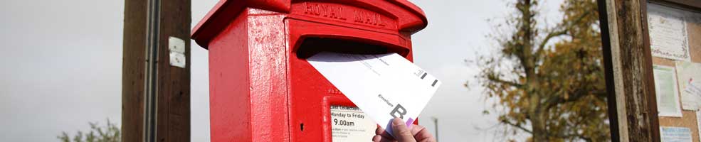 Hatley letter box with postal vote envelope.