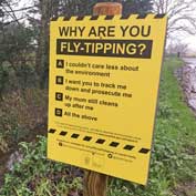 'Why are you fly tipping?' – a new SCDC sign which asks fly-tippers if their mum still cleans up after them.