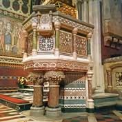 All Saints', Margaret Street, London – the pulpit, designed by William Butterfield in 1850 and characteristic of his use of colour.