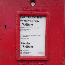 East Hatley post box times.