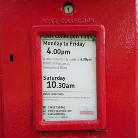 Hatley St George post box times.