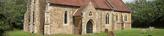 St Denis' church East Hatley, Cambridgeshire from the south west. The Friends of Friendless Churches has completed two phases of restoration work since taking ownership of the building in 2016 – including (in 2018) new windows in the mediaeval nave and (in 2021) new windows in the chancel William Butterfield built in 1874.