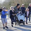 The 2022 Hatley Pancake Race (held 27th February) – start of the children's race, won by Ali Hooper.