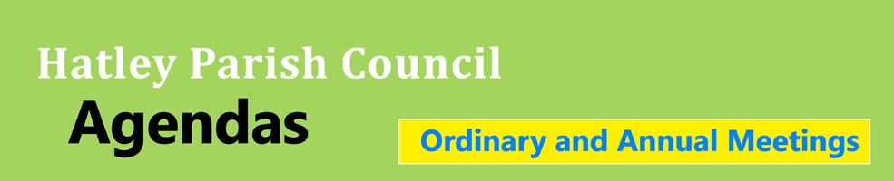 Graphic for Hatley Parish Council's meeting agendas – Ordinary and Annual.