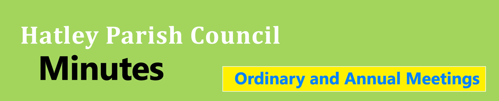 Graphic for Hatley Parish Council's meeting minutes – Ordinary and Annual.