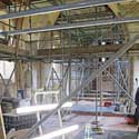 Some of the scaffolding inside St Denis' church, East Hatley, during the restoration work in January 2022.