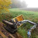 A digger in our ditch, October 2012 – from memories of Hatley, by Mervyn Lack, July 2022. Photo: Mervyn Lack.