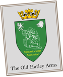 'The Old Hatley Arms’ - sign for Hatley Village Association's pop-up pub social evening. 