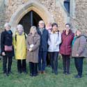 The judging panel from the Greater Cambridge Design and Construction Awards at St Denis' church, East Hatley, Cambridgeshire on 27th January 2023. St Denis' was awarded their 2023 'Best Conservation, Alteration or Extension of an Existing Building (under £2m construction costs)'. Stephanie Norris made the submission for the award – as the architect working on behalf of the Friends of Friendless Churches, she has overseen the restoration of St Denis’ since the FoFC took ownership of the church in 2016. Photo by Peter Mann.