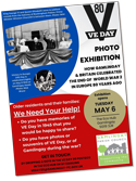 VE Day exhibition poster: how Gamlingay and Britain celebrated the end of World War II in Europe 80 years ago – photo exhibition at the Eco Hub, Gamlingay, from Tuesday, 6th May 2025.